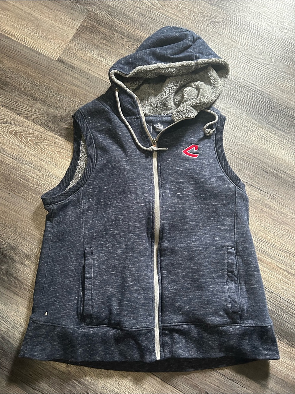 Women’s Cleveland Guardians Hooded Sleeveless Zip Vest Jacket